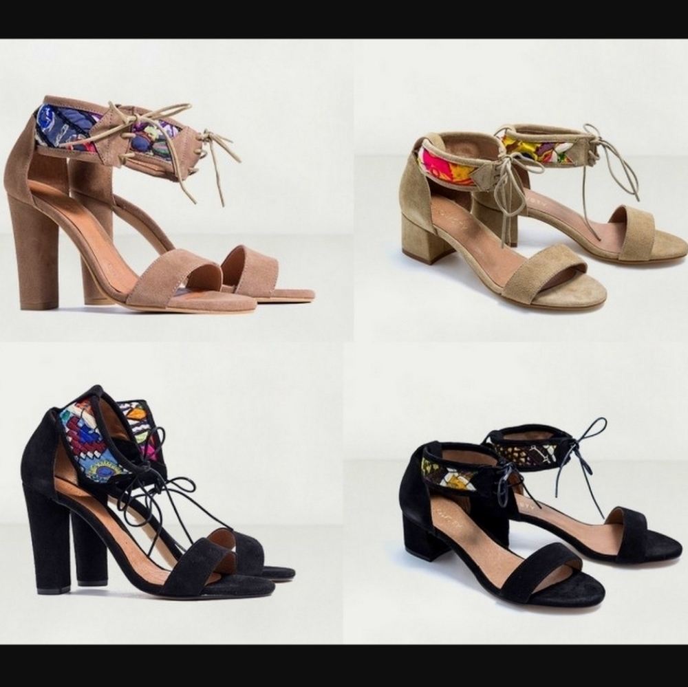 Howsty for Free People Black Sari Heeled Ankle Tie Sandals NIB